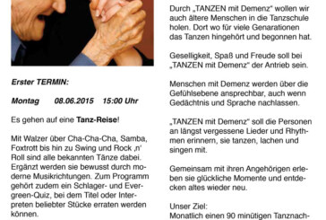 Tanz-Reise: Netzwerk Demenz und Tanzschule Steinbergen starten am 08.06.2015