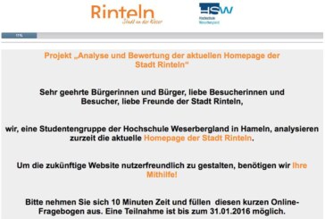 Onlinebefragung zu Homepage der Stadt Rinteln