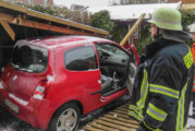 Glätteunfall in Steinbergen: Carport-Dach stürzt auf Auto