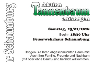 „Aktion Tannenbaum entsorgen“ am Feuerwehrhaus Schaumburg