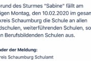 Sturm „Sabine“: Schulausfall im Landkreis Schaumburg