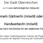 (Stellenanzeige) Obernkirchen sucht Gärtner / Handwerker (m/w/d) für städtischen Friedhof