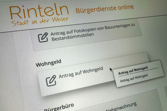 Neuer Internet-Service der Stadt Rinteln: Wohngeld online beantragen