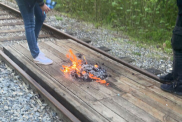 Feuer auf der Draisinenstrecke gelöscht: Unbekannte entsorgten Grill auf Holzbohlen
